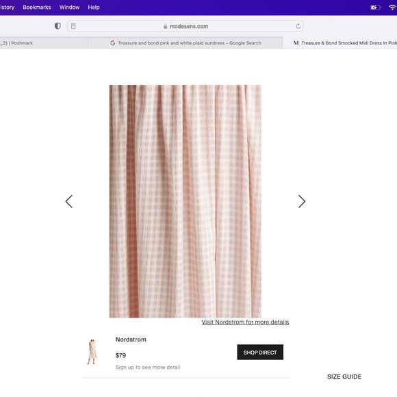 Treasure and Bond: Smocked Midi Dress In Pink Smoke Sarah Check (NWOT) - Picture 15 of 15